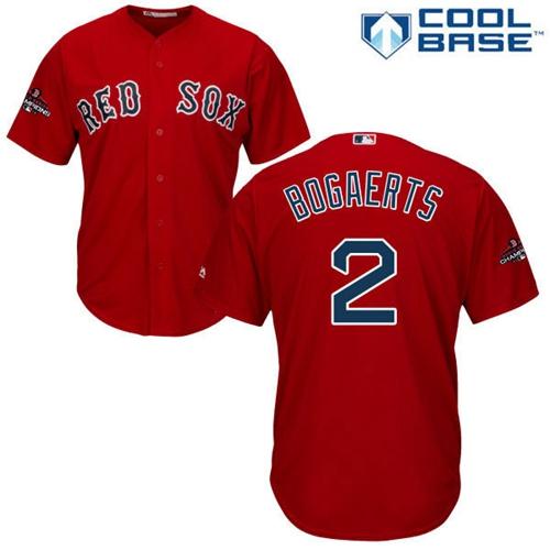 Red Sox #2 Xander Bogaerts Red Cool Base 2018 World Series Champions Stitched Youth MLB Jersey