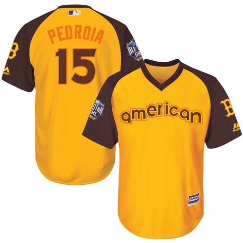 Red Sox #15 Dustin Pedroia Gold 2016 All-Star American League Stitched Youth MLB Jersey