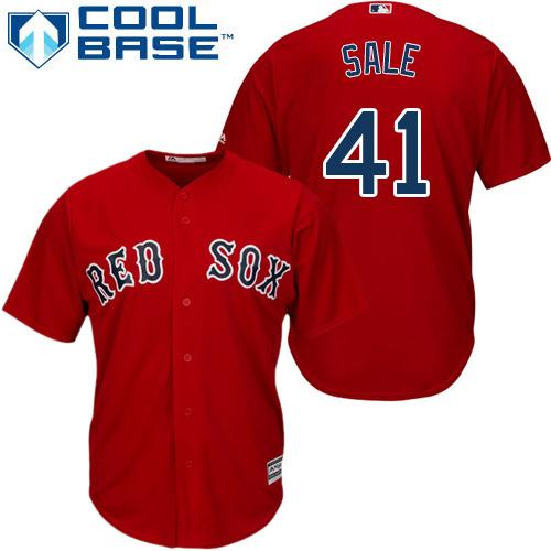 Red Sox #41 Chris Sale Red Cool Base Stitched Youth MLB Jersey