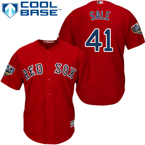 Red Sox #41 Chris Sale Red Cool Base 2018 World Series Stitched Youth MLB Jersey