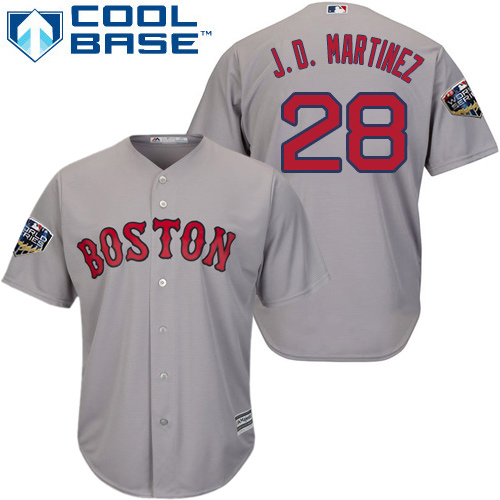 Red Sox #28 J. D. Martinez Grey Cool Base 2018 World Series Stitched Youth MLB Jersey