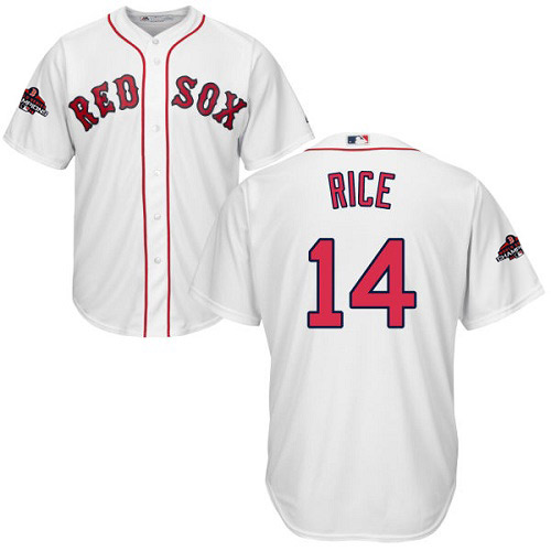 Red Sox #14 Jim Rice White Cool Base 2018 World Series Champions Stitched Youth MLB Jersey