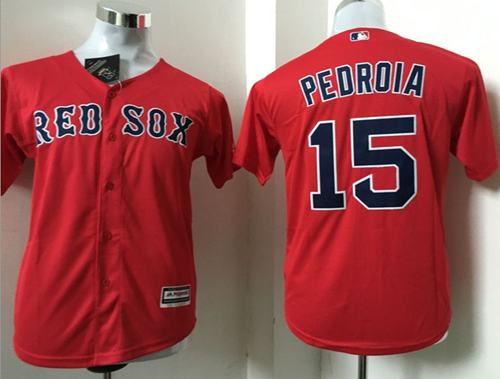 Red Sox #15 Dustin Pedroia Red Cool Base Name On Back Stitched Youth MLB Jersey