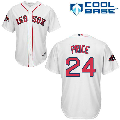 Red Sox #24 David Price White Cool Base 2018 World Series Champions Stitched Youth MLB Jersey