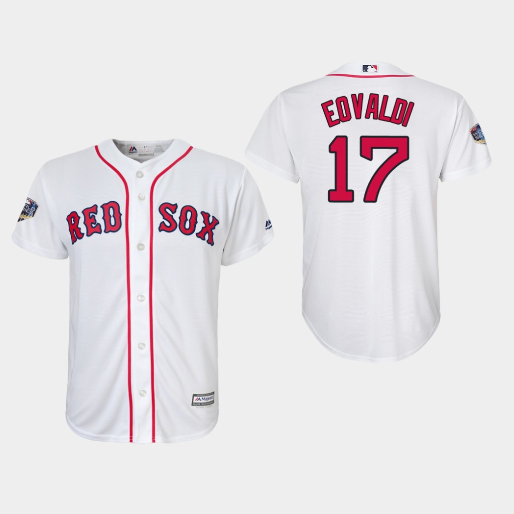 Red Sox #17 Nathan Eovaldi White Cool Base 2018 World Series Stitched Youth MLB Jersey