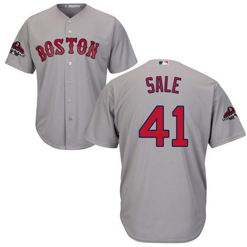 Red Sox #41 Chris Sale Grey Cool Base 2018 World Series Champions Stitched Youth MLB Jersey