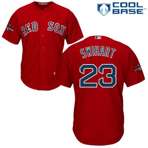 Red Sox #23 Blake Swihart Red Cool Base 2018 World Series Champions Stitched Youth MLB Jersey