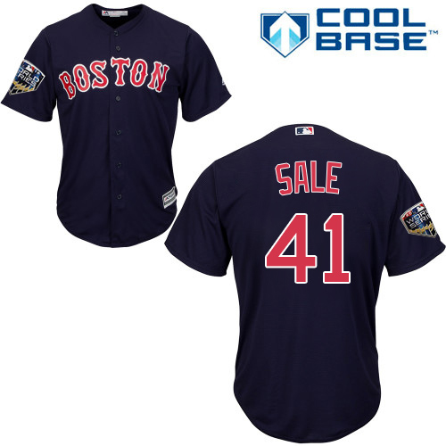 Red Sox #41 Chris Sale Navy Blue Cool Base 2018 World Series Stitched Youth MLB Jersey