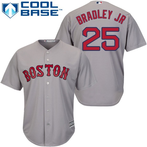 Red Sox #25 Jackie Bradley Jr Grey Cool Base Stitched Youth MLB Jersey