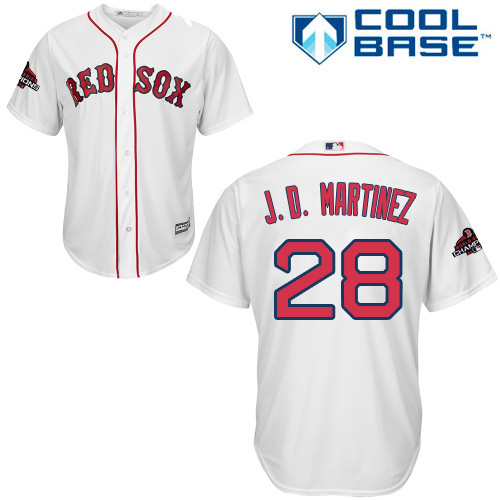 Red Sox #28 J. D. Martinez White Cool Base 2018 World Series Champions Stitched Youth MLB Jersey