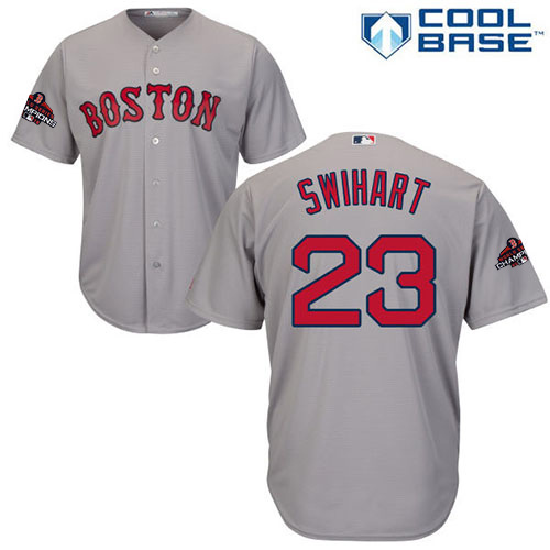 Red Sox #23 Blake Swihart Grey Cool Base 2018 World Series Champions Stitched Youth MLB Jersey
