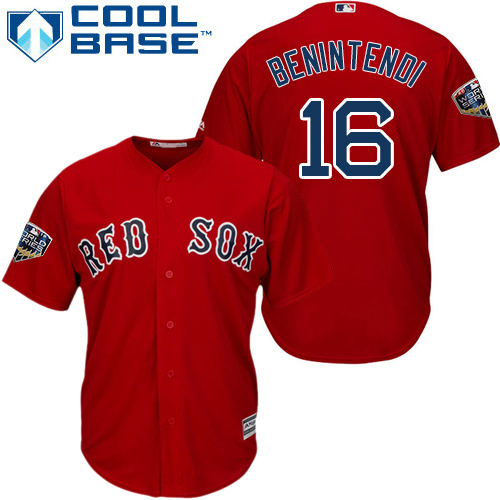 Red Sox #16 Andrew Benintendi Red Cool Base 2018 World Series Stitched Youth MLB Jersey