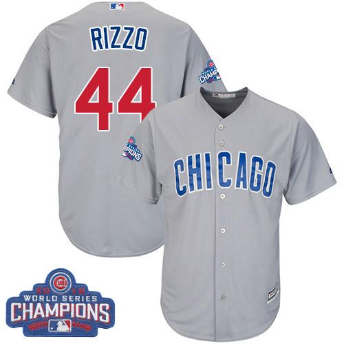 Cubs #44 Anthony Rizzo Grey Road 2016 World Series Champions Stitched Youth MLB Jersey