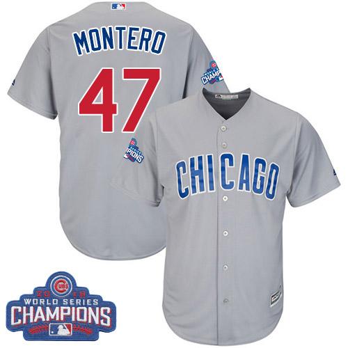 Cubs #47 Miguel Montero Grey Road 2016 World Series Champions Stitched Youth MLB Jersey