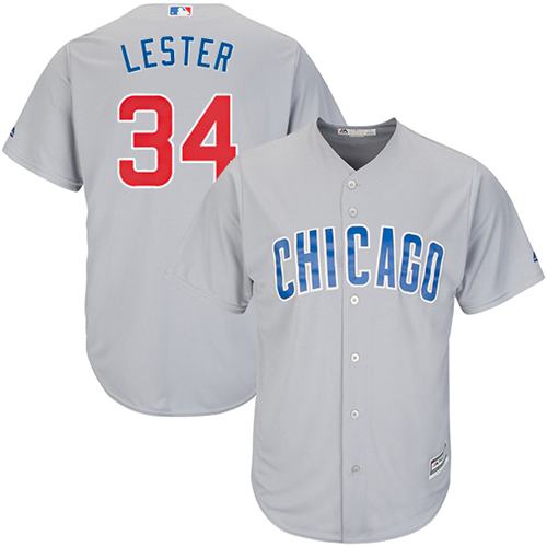 Cubs #34 Jon Lester Grey Road Stitched Youth MLB Jersey
