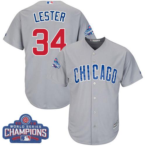 Cubs #34 Jon Lester Grey Road 2016 World Series Champions Stitched Youth MLB Jersey