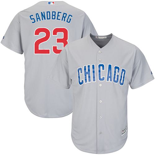 Cubs #23 Ryne Sandberg Grey Road Stitched Youth MLB Jersey