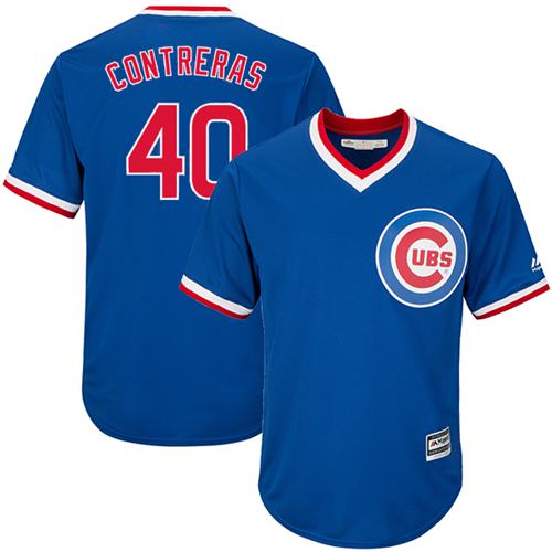 Cubs #40 Willson Contreras Blue Cooperstown Stitched Youth MLB Jersey