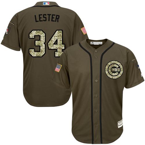 Cubs #34 Jon Lester Green Salute to Service Stitched Youth MLB Jersey