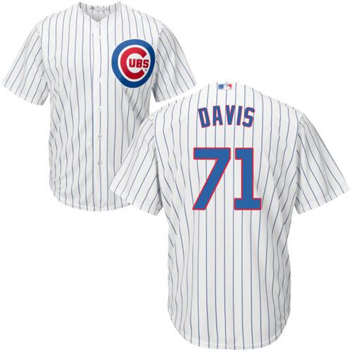 Cubs #71 Wade Davis White(Blue Strip) Cool Base Stitched Youth MLB Jersey