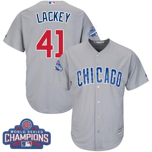 Cubs #41 John Lackey Grey Road 2016 World Series Champions Stitched Youth MLB Jersey