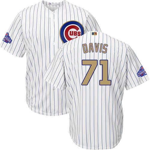 Cubs #71 Wade Davis White(Blue Strip) 2017 Gold Program Cool Base Stitched Youth MLB Jersey