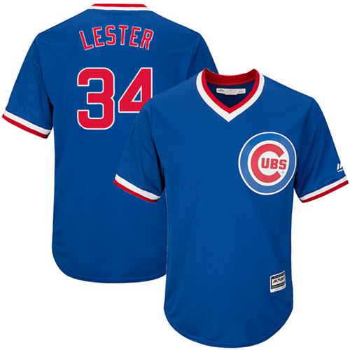 Cubs #34 Jon Lester Blue Cooperstown Stitched Youth MLB Jersey