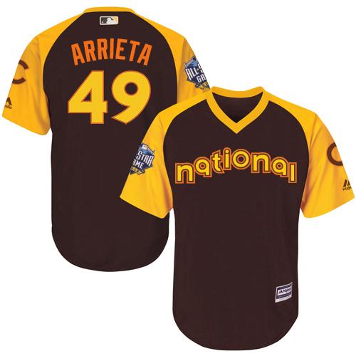 Cubs #49 Jake Arrieta Brown 2016 All-Star National League Stitched Youth MLB Jersey