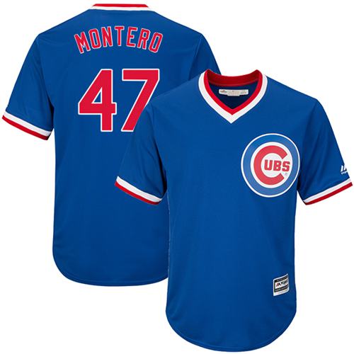 Cubs #47 Miguel Montero Blue Cooperstown Stitched Youth MLB Jersey