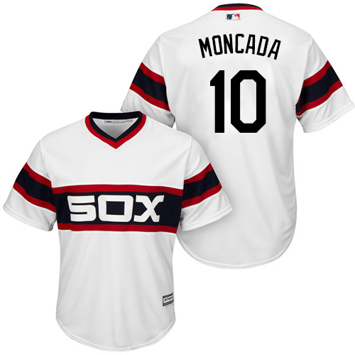 White Sox #10 Yoan Moncada White Alternate Home Cool Base Stitched Youth MLB Jersey
