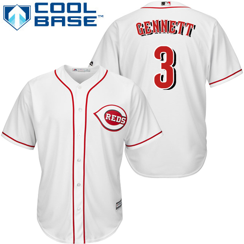 Reds #3 Scooter Gennett White Cool Base Stitched Youth MLB Jersey
