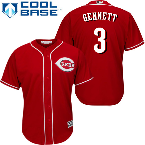 Reds #3 Scooter Gennett Red Cool Base Stitched Youth MLB Jersey