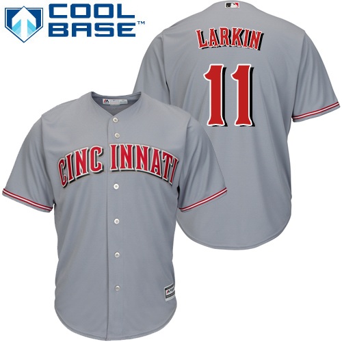 Reds #11 Barry Larkin Grey Cool Base Stitched Youth MLB Jersey