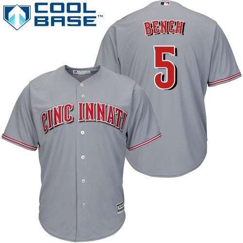 Reds #5 Johnny Bench Grey Cool Base Stitched Youth MLB Jersey