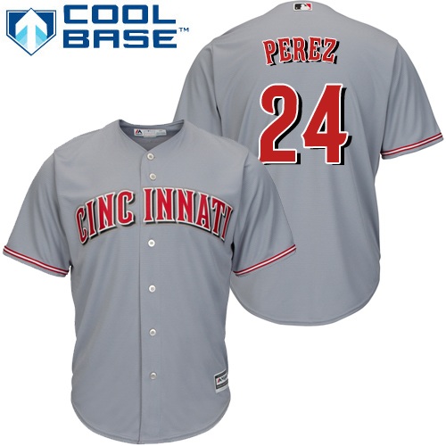 Reds #24 Tony Perez Grey Cool Base Stitched Youth MLB Jersey