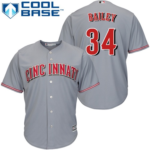 Reds #34 Homer Bailey Grey Cool Base Stitched Youth MLB Jersey