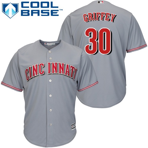 Reds #30 Ken Griffey Grey Cool Base Stitched Youth MLB Jersey