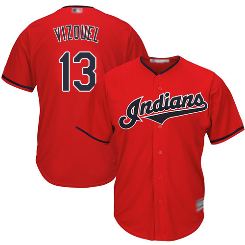 Indians #13 Omar Vizquel Red Stitched Youth MLB Jersey