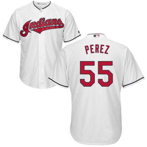 Indians #55 Roberto Perez White Home Stitched Youth MLB Jersey