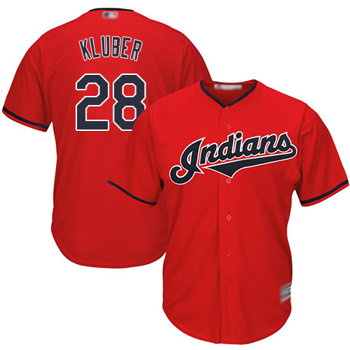 Indians #28 Corey Kluber Red Stitched Youth MLB Jersey