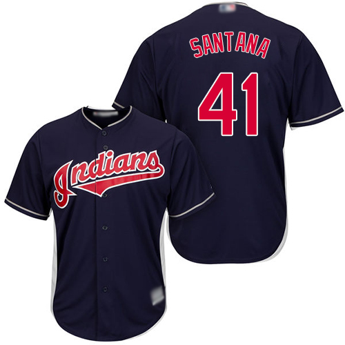 Indians #41 Carlos Santana Navy Blue Alternate Stitched Youth MLB Jersey