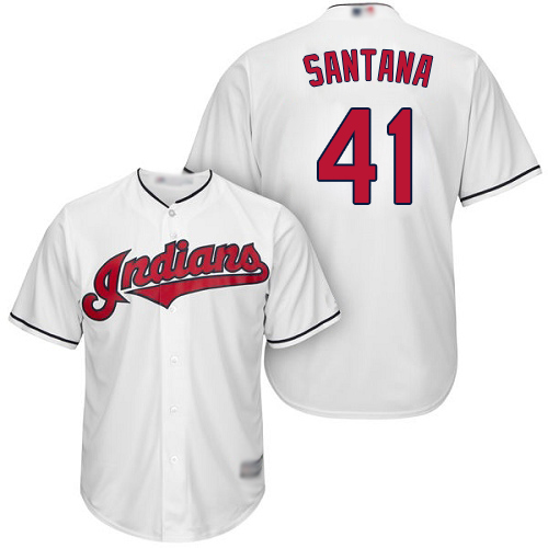 Indians #41 Carlos Santana White Home Stitched Youth MLB Jersey
