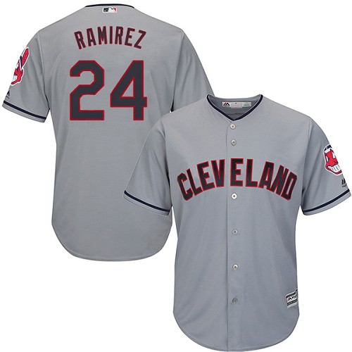 Indians #24 Manny Ramirez Grey Road Stitched Youth MLB Jersey