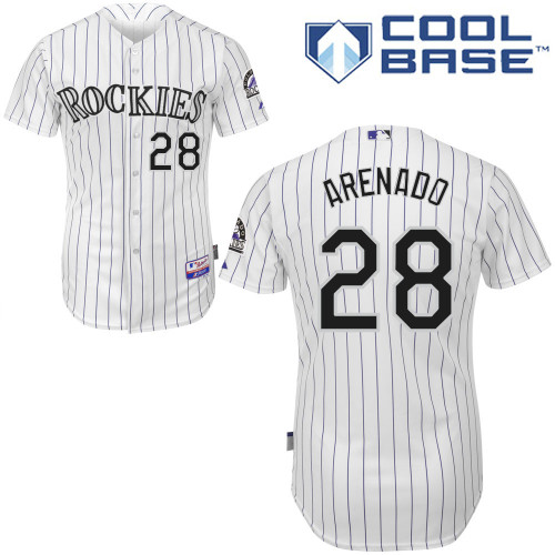Rockies #28 Nolan Arenado White Cool Base Stitched Youth MLB Jersey