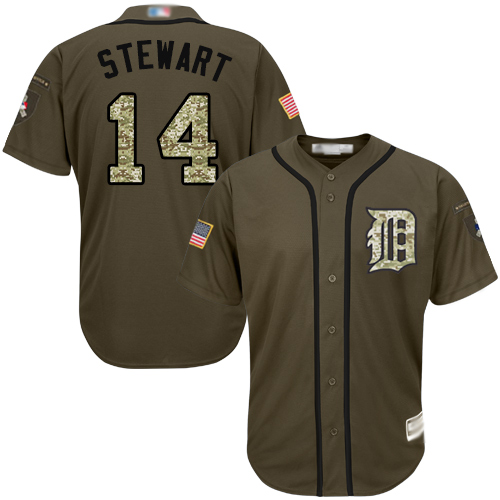 Tigers #14 Christin Stewart Green Salute to Service Stitched Youth MLB Jersey