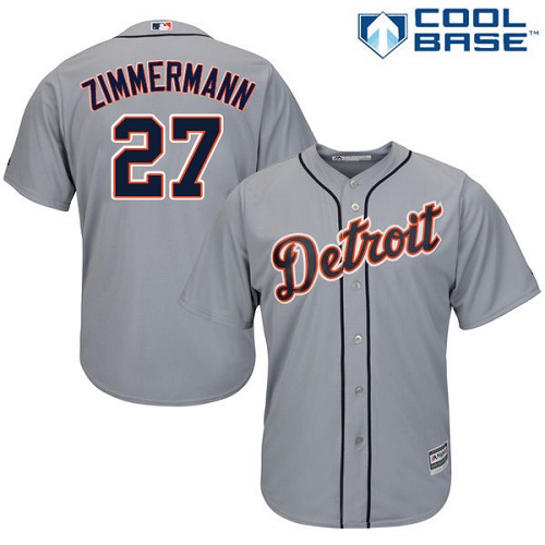 Tigers #27 Jordan Zimmermann Grey Cool Base Stitched Youth MLB Jersey