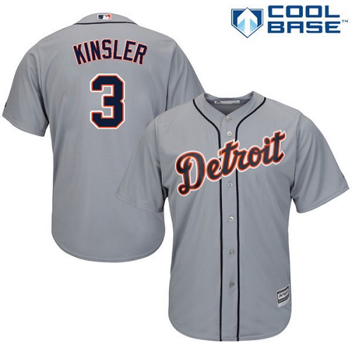 Tigers #3 Ian Kinsler Grey Cool Base Stitched Youth MLB Jersey