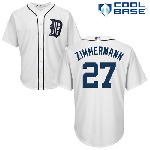 Tigers #27 Jordan Zimmermann White Cool Base Stitched Youth MLB Jersey