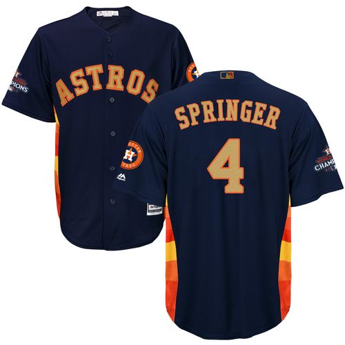 Astros #4 George Springer Navy Blue 2018 Gold Program Cool Base Stitched Youth MLB Jersey