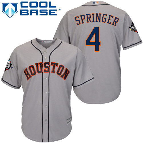 Astros #4 George Springer Grey Cool Base 2019 World Series Bound Stitched Youth MLB Jersey